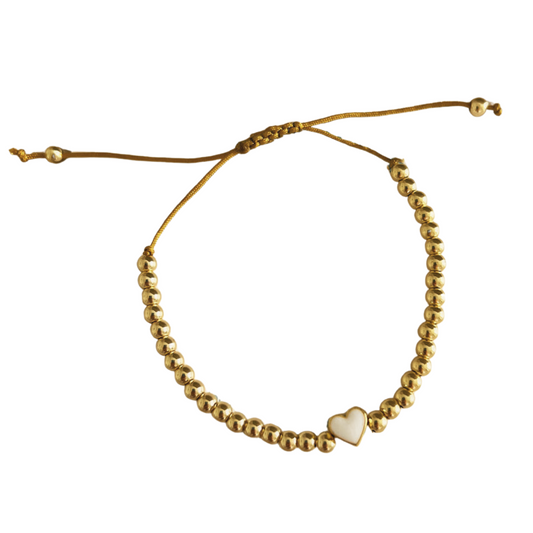 Golden Grace White Heart Bracelet