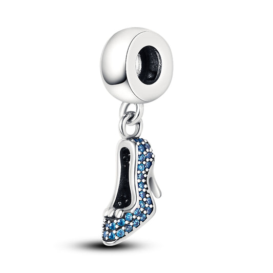 Silver Heel Charm – Ocean Elegance Blue Stones