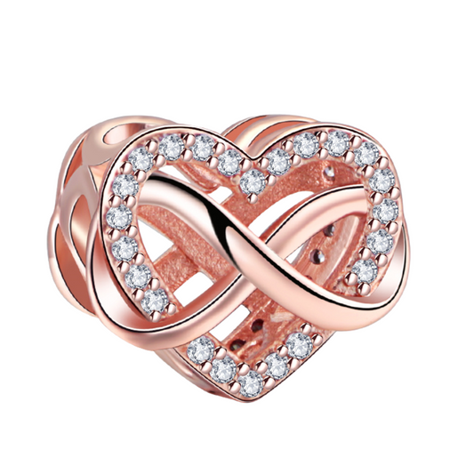 Sparkling Rose Gold Elegance Heart Charm