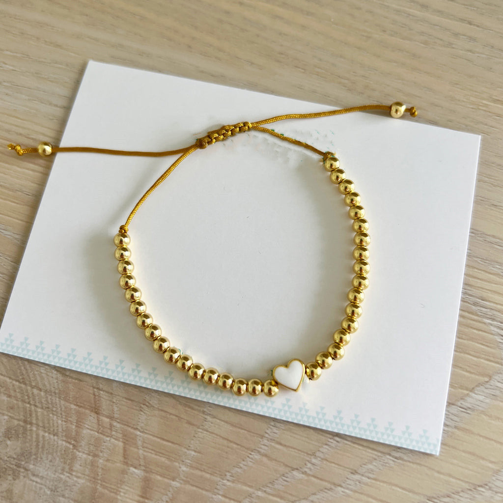 Golden Grace White Heart Bracelet